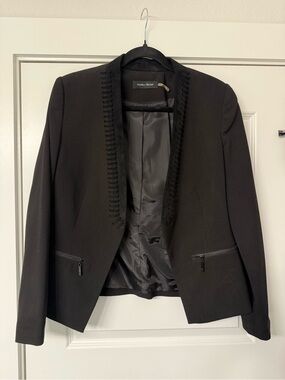 Ivanka Trump Black Open-Front Blazer with Suede Detail - Size 8